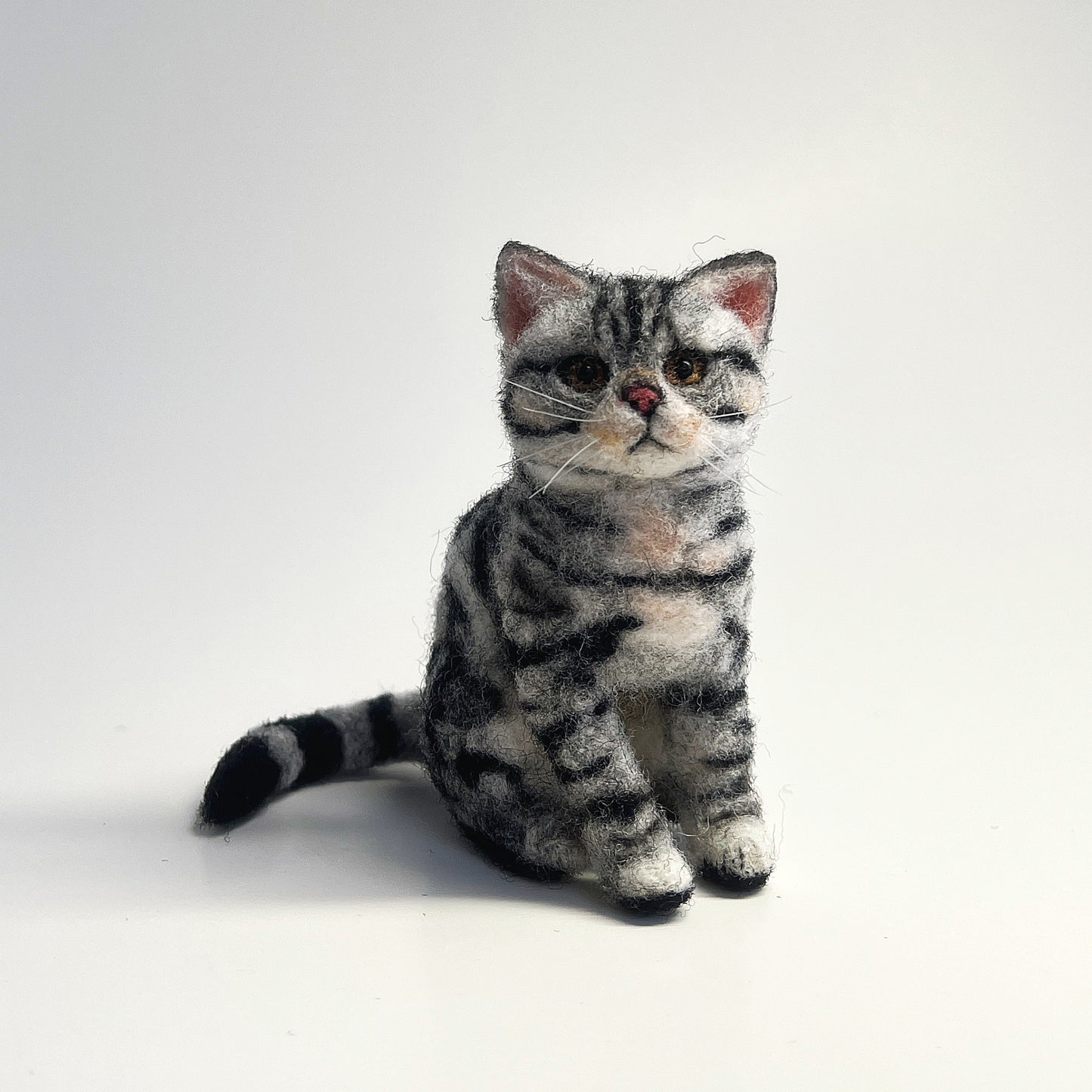 Miniature Needle Felted American Shorthair Cat Front View