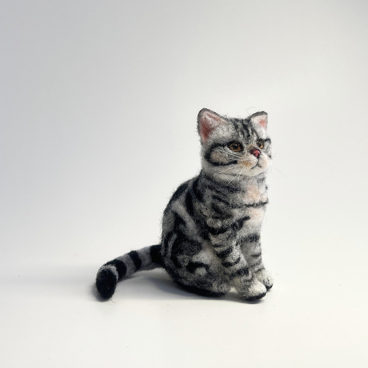 Miniature Needle Felted American Shorthair Cat Left Side View