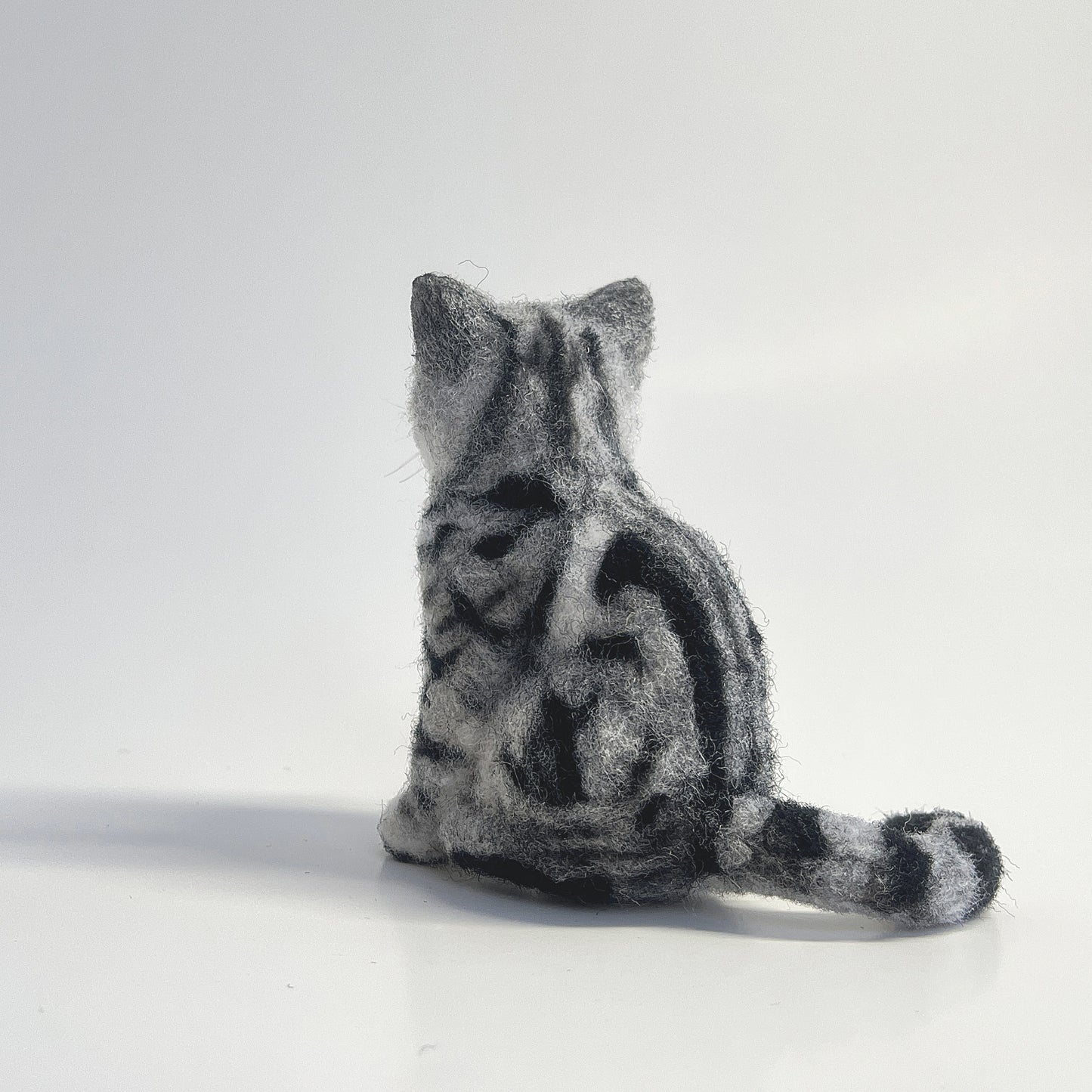 Miniature Needle Felted American Shorthair Cat Back Side View