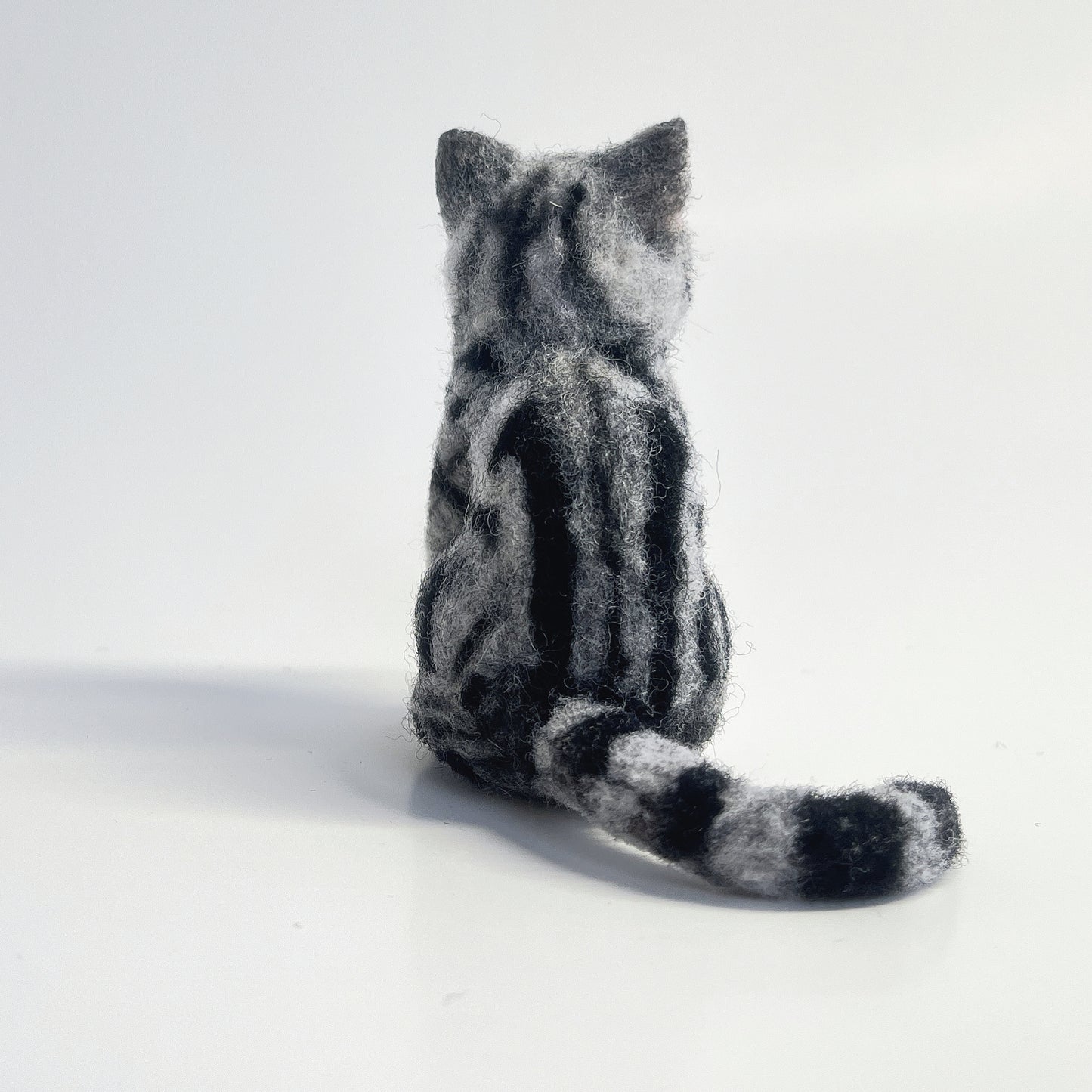 Miniature Needle Felted American Shorthair Cat Back Side Upward View