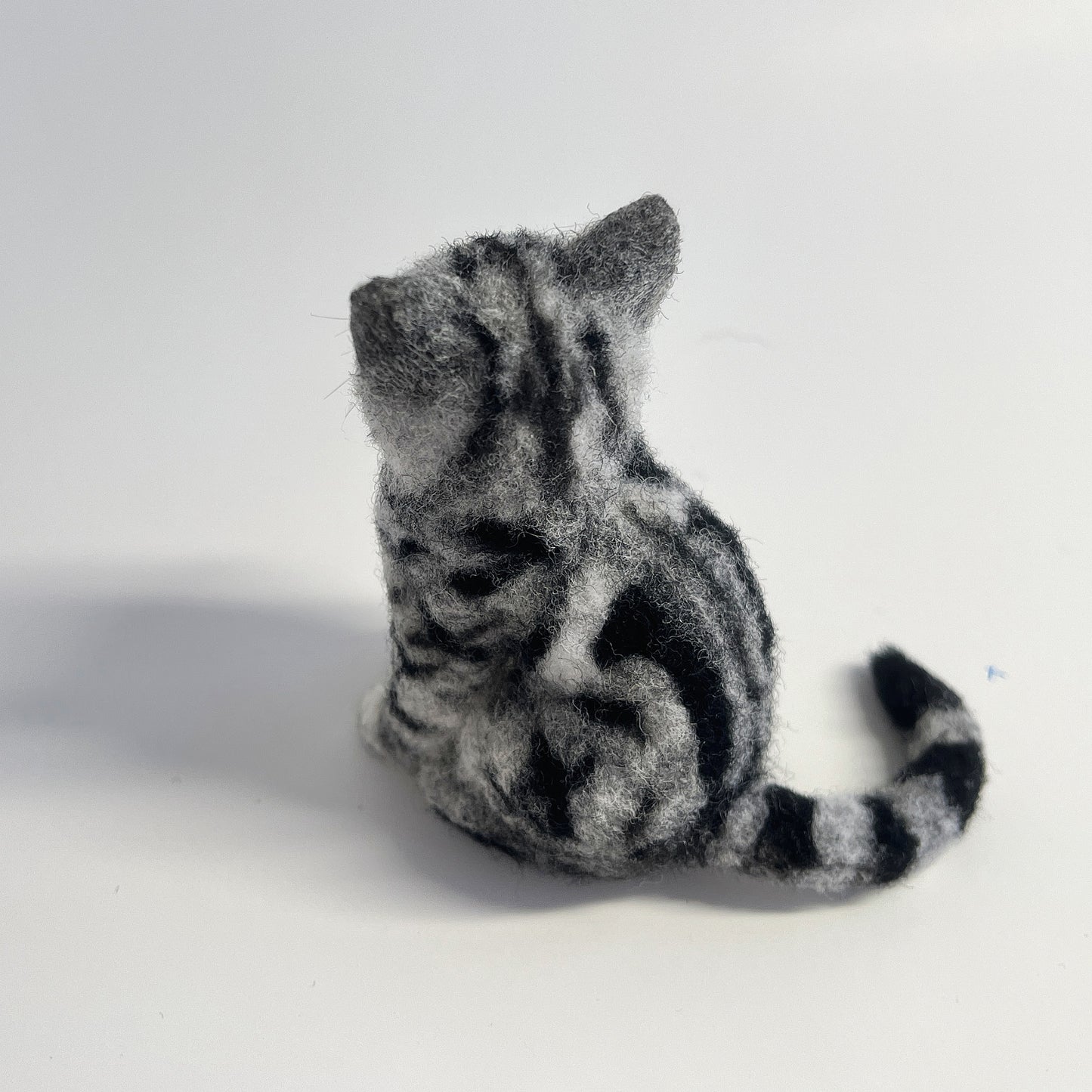 Miniature Needle Felted American Shorthair Cat Back Side Ariel View