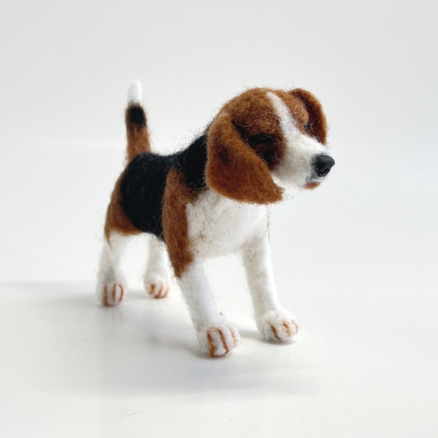 Miniature needle felted Beagle stand_front view