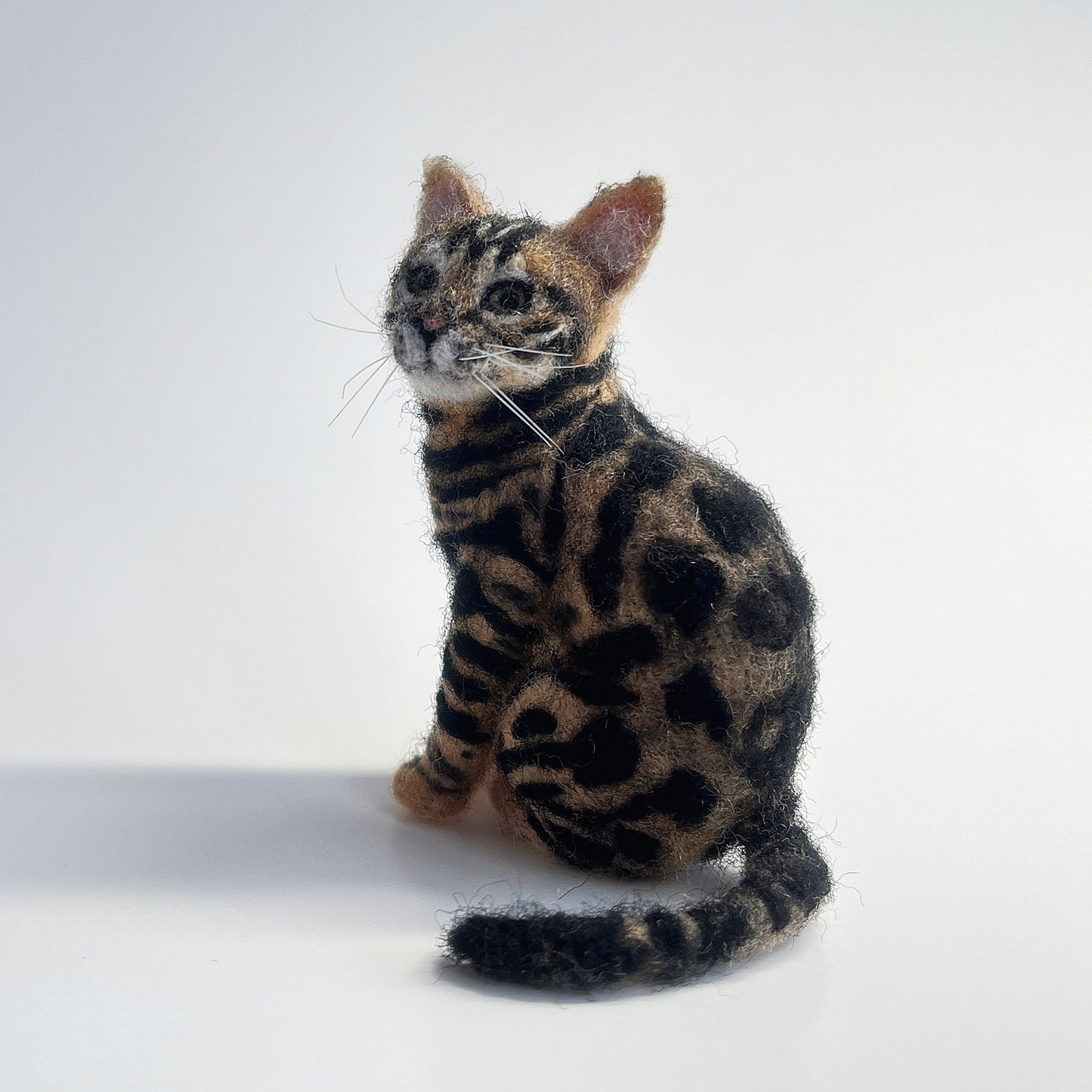Miniature Needle Felted Bengal Cat Left and Back Side View