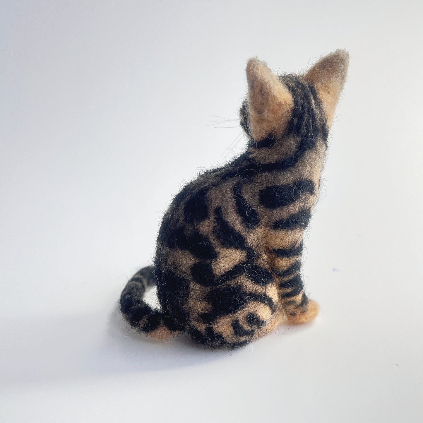 Miniature Needle Felted Bengal Cat Back Side View