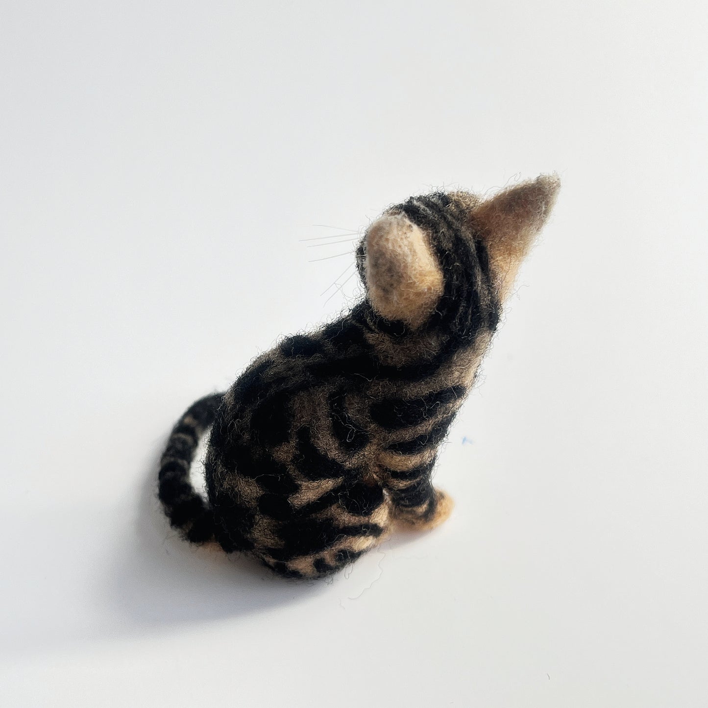 Miniature Needle Felted Bengal Cat Backside Aerial View