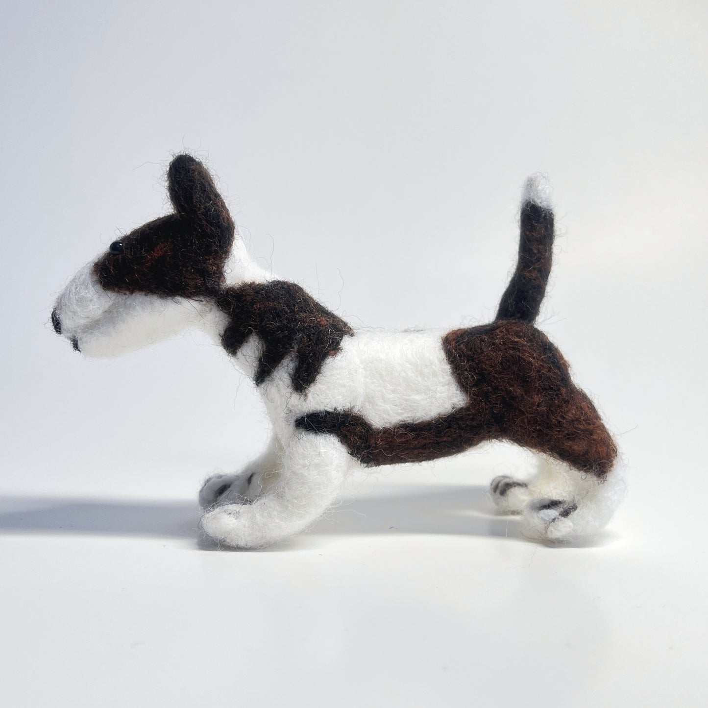 Miniature Needle Felted Bull Terrier Left Side View