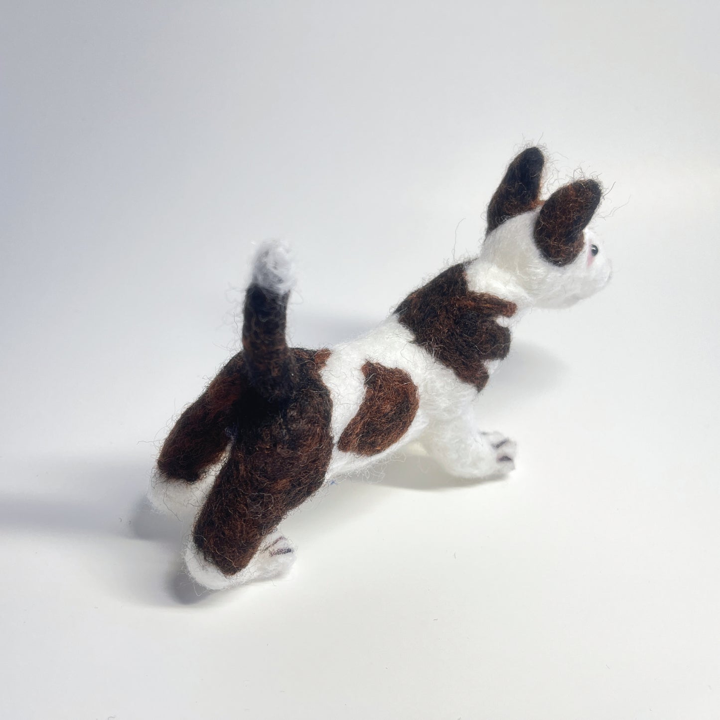 Miniature Needle Felted Bull Terrier Back Aerial View