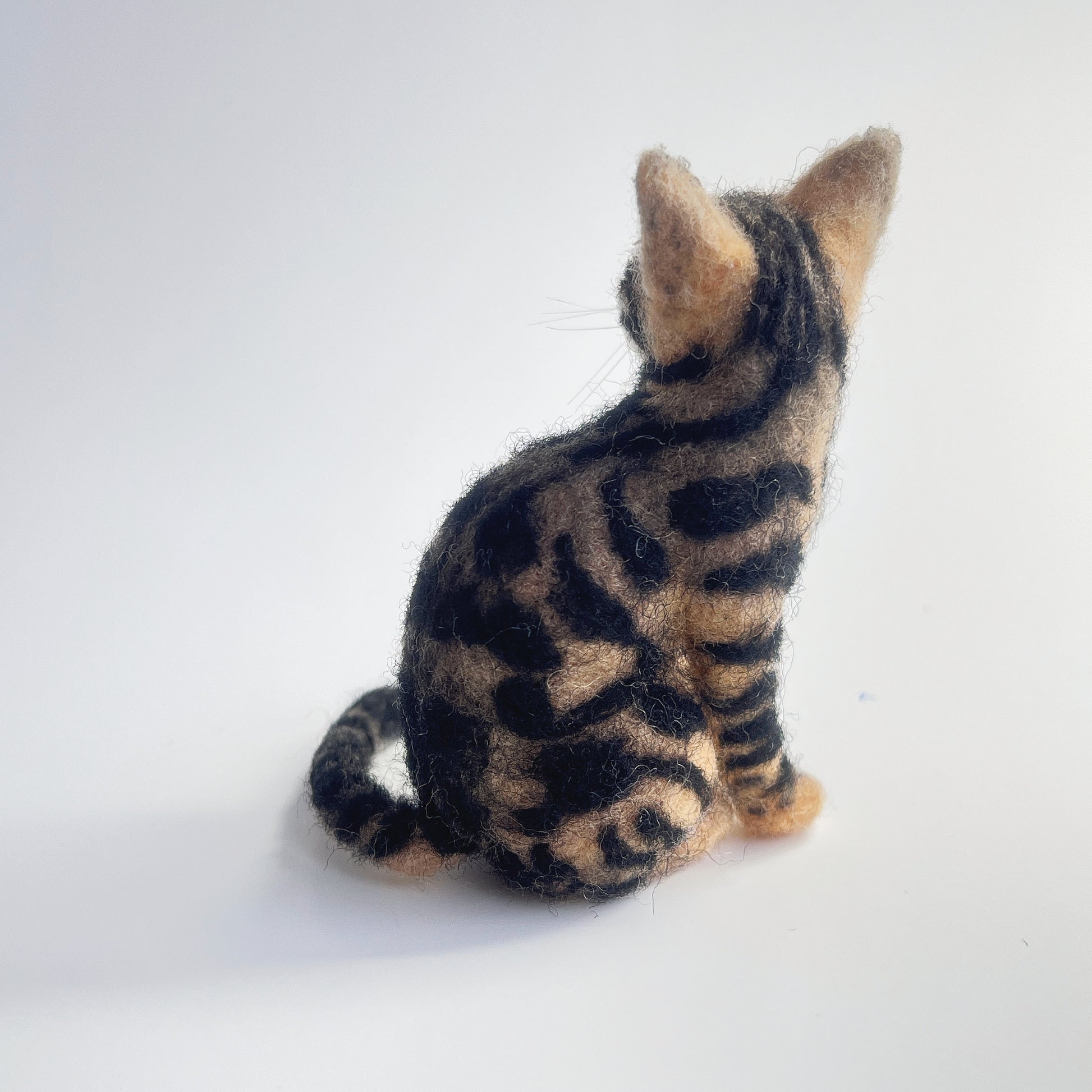 Miniature Needle Felted Bengal Cat Back Side View