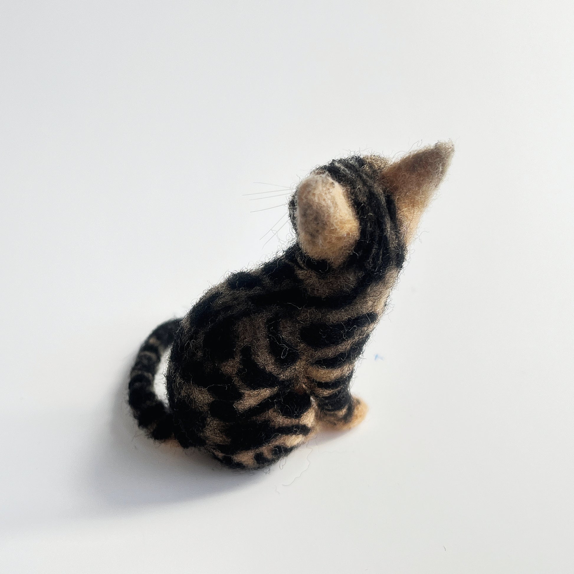 Miniature Needle Felted Bengal Cat Backside Aerial View