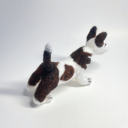 Miniature Needle Felted Bull Terrier Back Aerial View