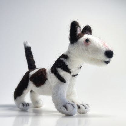 Miniature Needle Felted Bull Terrier Front Upward View